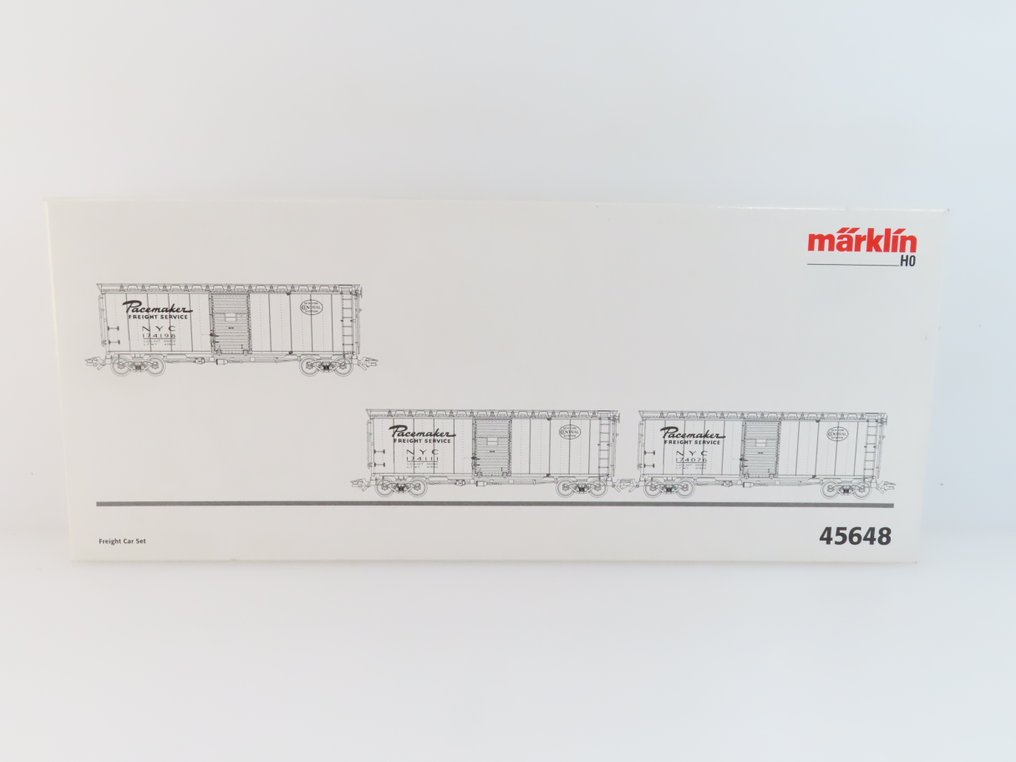 Märklin H0 - 45648 - Σετ τρένου μοντελισμού μεταφοράς εμπορευμάτων (1) - Σετ τριών αγαθών με 4-άξονες 'Boxcars' με εκτύπωση 'Pacemaker'. - New York Central #2.1