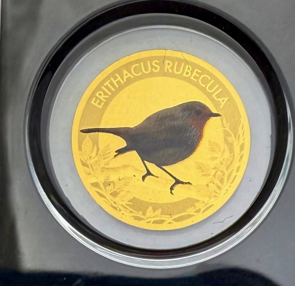 Tchad. Medal Erithacus rubecula & Cacatua sulphurea , oro (.999) (2 bars) (Ingen mindstepris) #3.2