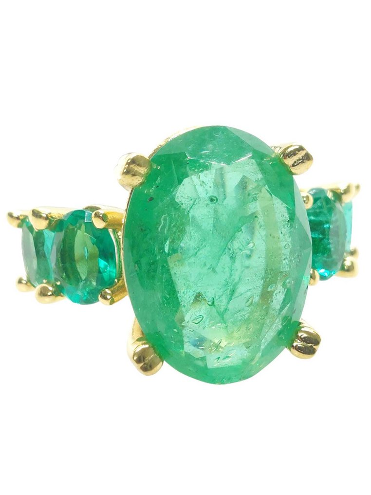 沒有保留價 - 戒指 - 9 節 銀, 黃金 祖母綠 - 祖母綠 #3.2