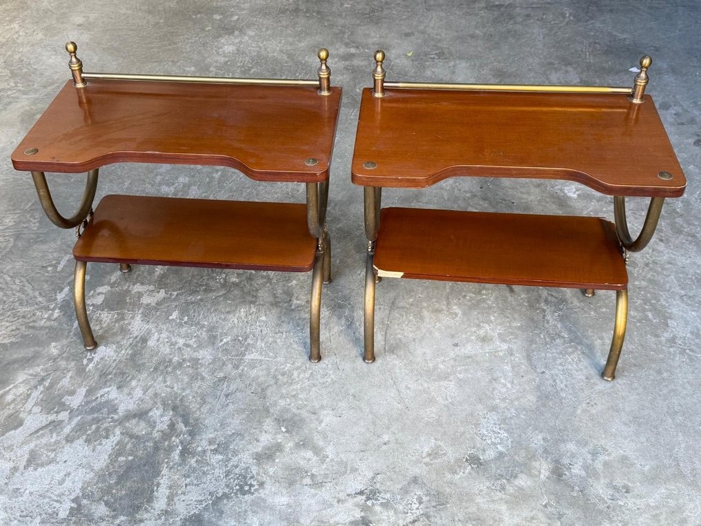 Nachttisch (2) - Holz, Messing - Comodini vintage #1.0