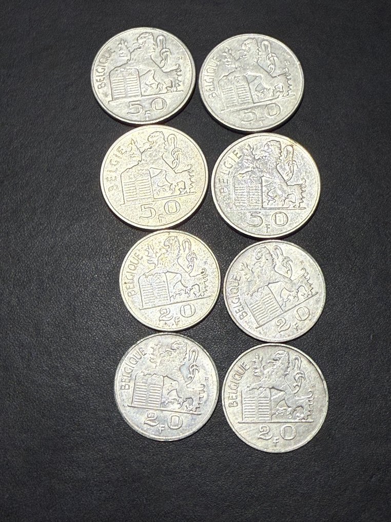 比利時. 20, 50 Francs 1949/1950, Lot de 8 pièces  (沒有保留價) #1.0