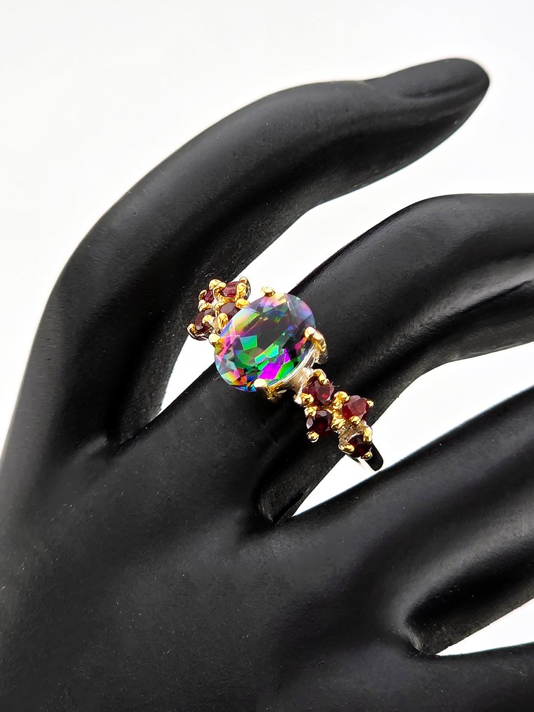 Cuarzo - Plata - Anillo - Brillo arcoíris #4.3