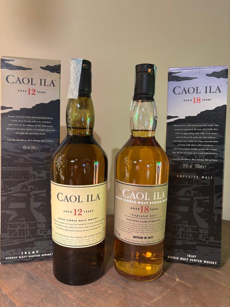 Caol Ila 12yo & 18yo “Unpeated Style” Natural Cask Strength  - b. 2017  - 70 cl - 2 flaskor #1.0