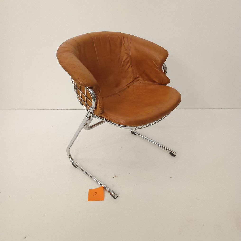 thema - Gastone Rinaldi - 椅 - 鋼, 皮革 - Kavel 2 #1.0