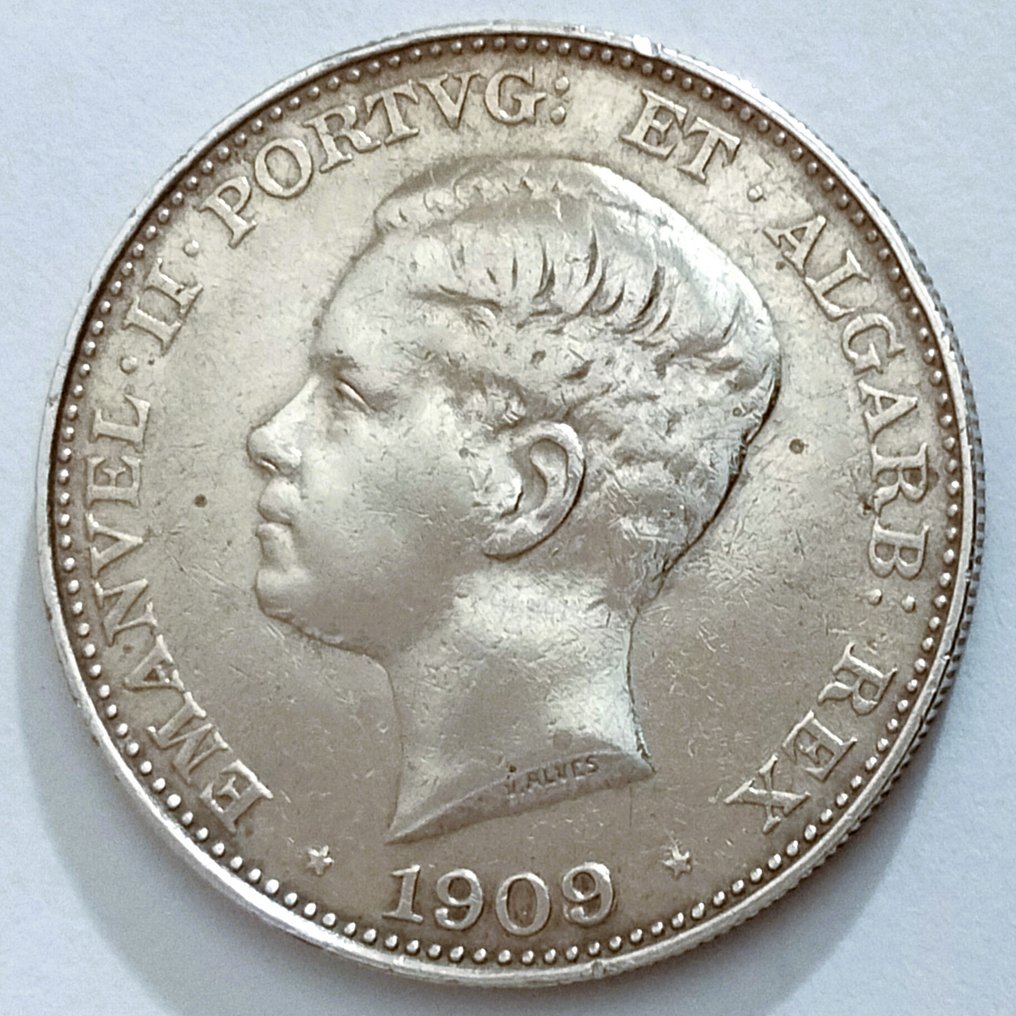 Portugal. D. Manuel II (1908-1910). 500 Reis - 1909 (Data emendada - 9 sobre 8) -  Escassa  (Ohne mindestpreis) #1.0
