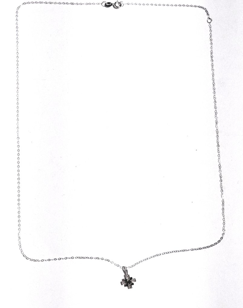 沒有保留價 - 吊墜頸鏈 - 18 克拉 白金 -  0.15ct. tw. 鉆石 (天然)  #3.2