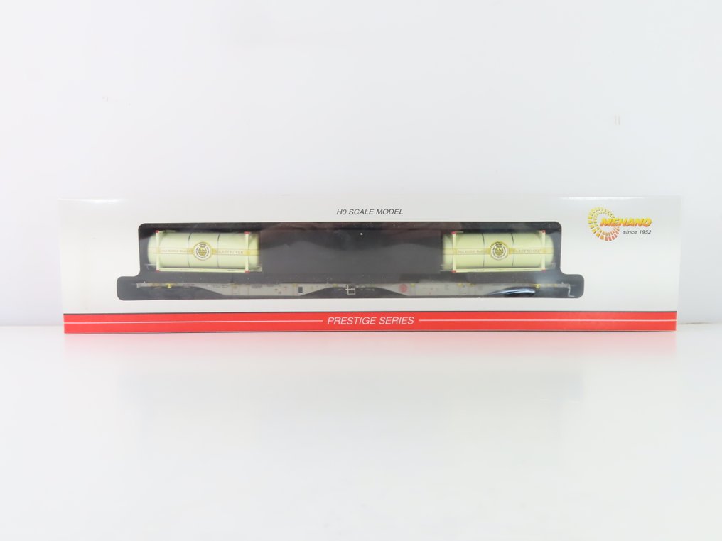 Mehano H0 - T595/58783 - Τρένο μοντελισμού μεταφοράς εμπορευμάτων (1) - 6-αξονική γεραλέτα containerdraagwagen φορτωμένη με 2x 20' tankcontainers 'Warsteiner'. - AAE #1.0