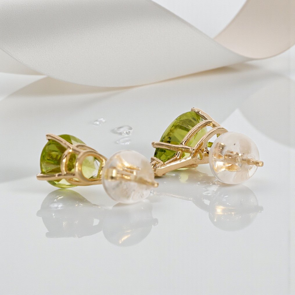 χωρίς τιμή ασφαλείας - G&J - Βραδινά σκουλαρίκια - 14 καράτια Κίτρινο χρυσό -  2.40ct. tw. Περίδοτο - Διαμάντι - Peridots&Diamonds #4.3