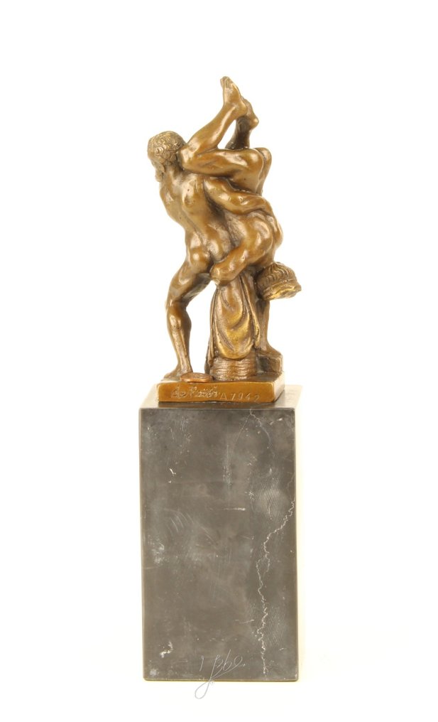 Figuuri - Bronzeskulptur „Herkules und Diomedes“ – Mythologische Figurengruppe - Pronssi, Marmori #3.2