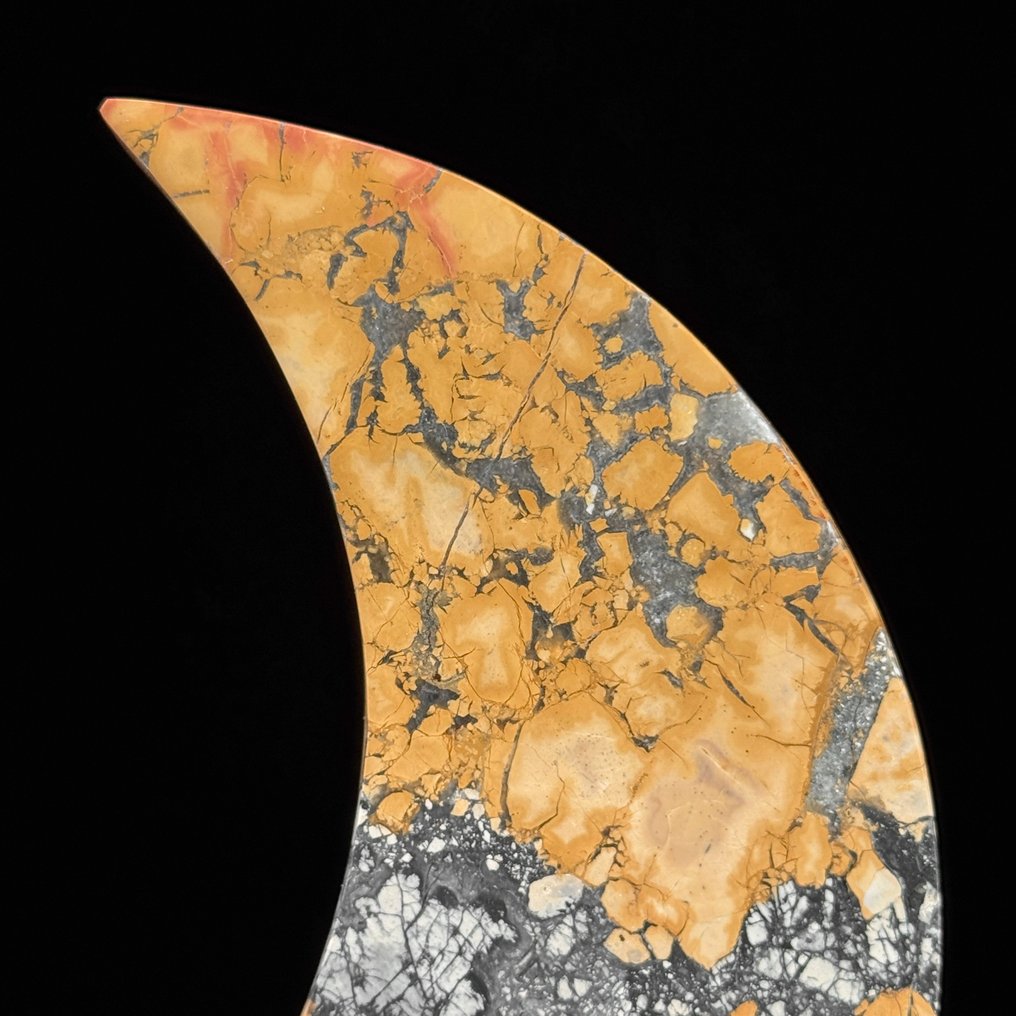 Nessuna base d'asta - Meraviglioso giacinto Maligano giallo A forma di luna crescente su un supporto personalizzato. - Altezza: 28.7 cm - Larghezza: 18 cm- 1800 g #3.2