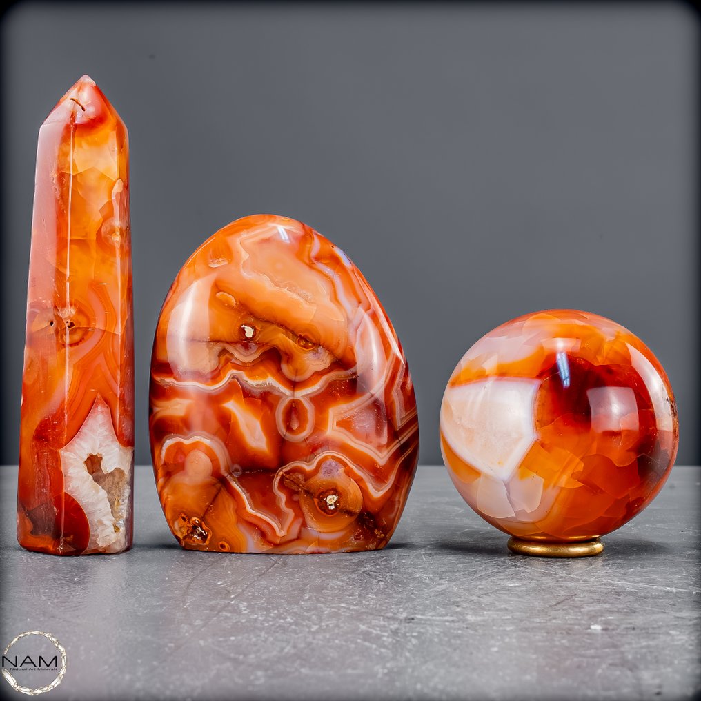 Fire and passion Unique Carnelian Set Full of Vitality- 1055.22 g - (3) #3.2