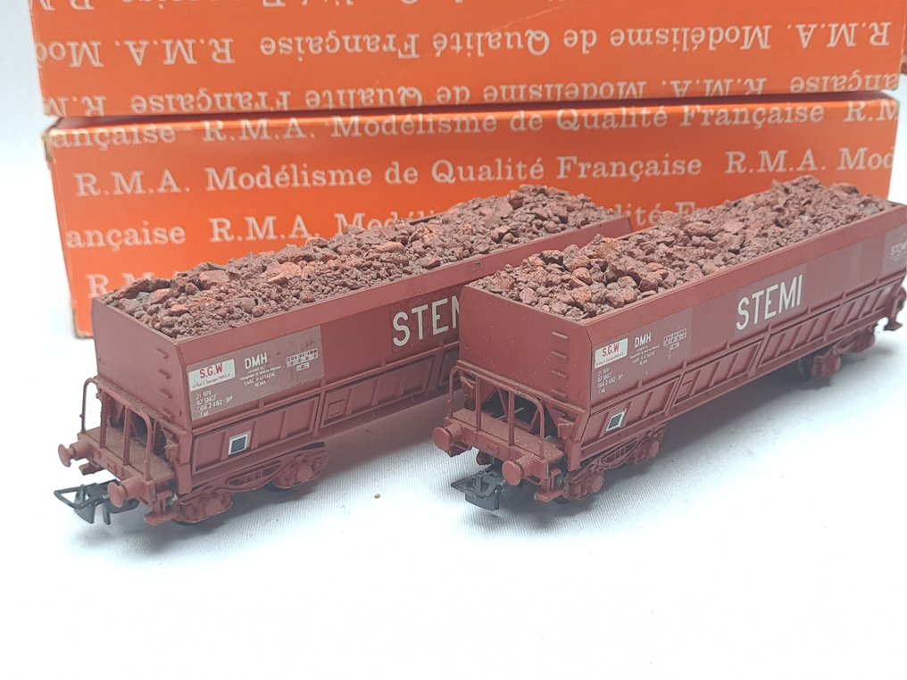 R.M.A. H0轨 - 293 - 模型火车货运车厢 (2) - 2个装有铝土矿的料车 - SNCF #1.0