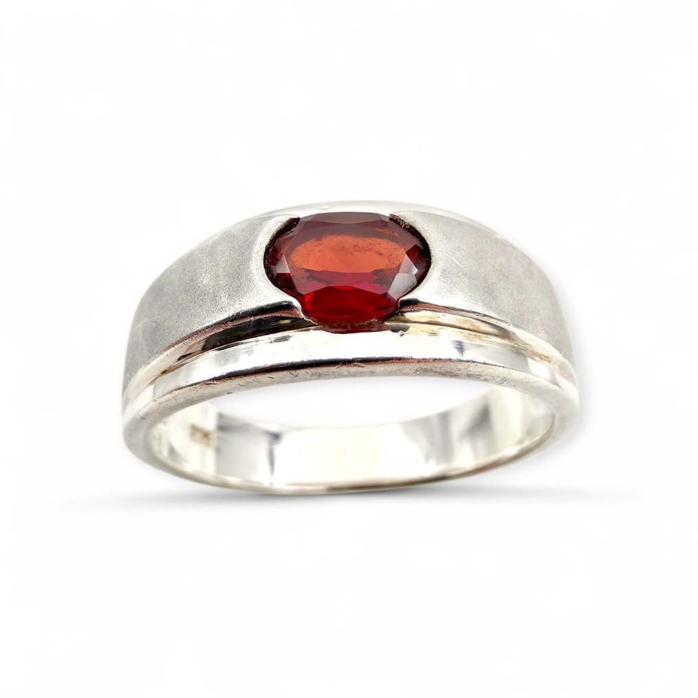 No reserve price - Ring Silver - Garnet (Certified) #3.2