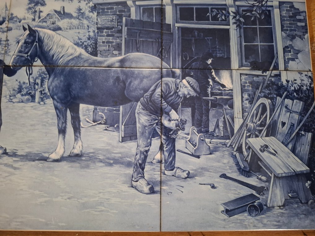 Dienblad - Keramiek - Delftsblauw tegeltableau #1.0