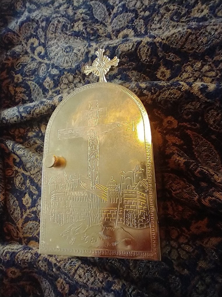 东正教教会使用的圣餐套装 (5) - 古董灵感 - 镀金黄铜 - 1970-1980 - 圣餐套装 #1.0