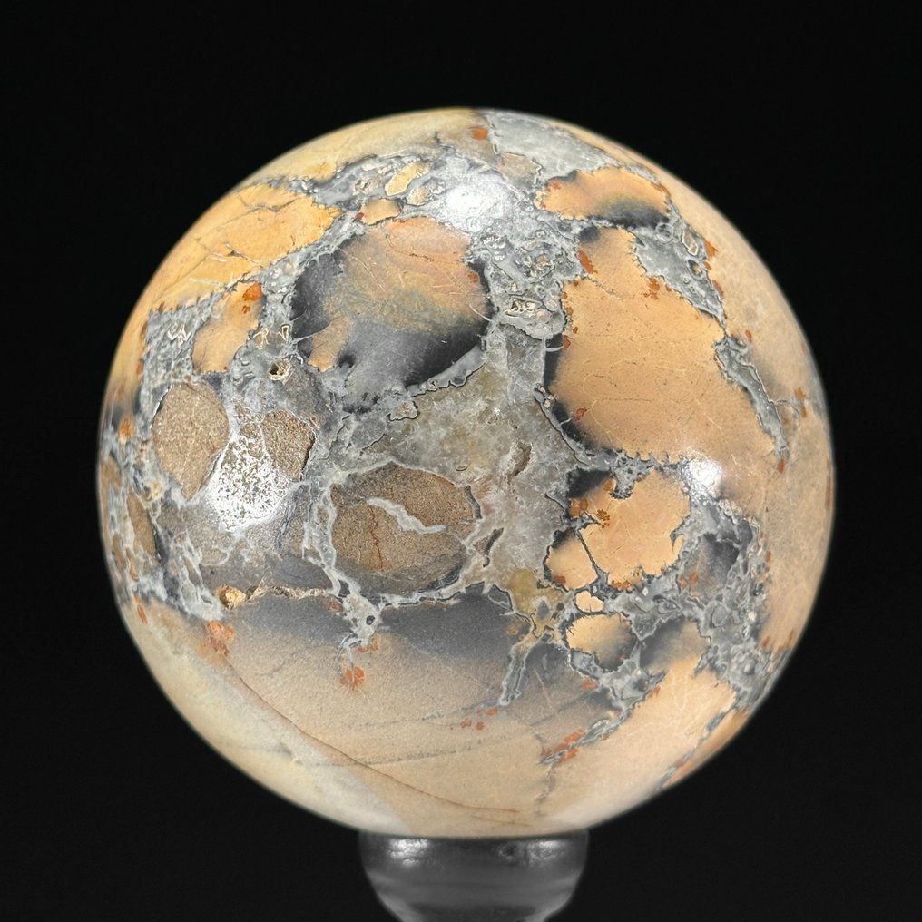 无底价 - 美丽的Maligano Jasper与水晶石英一对 定制支架上的球体- 2300 g - (2) #4.3