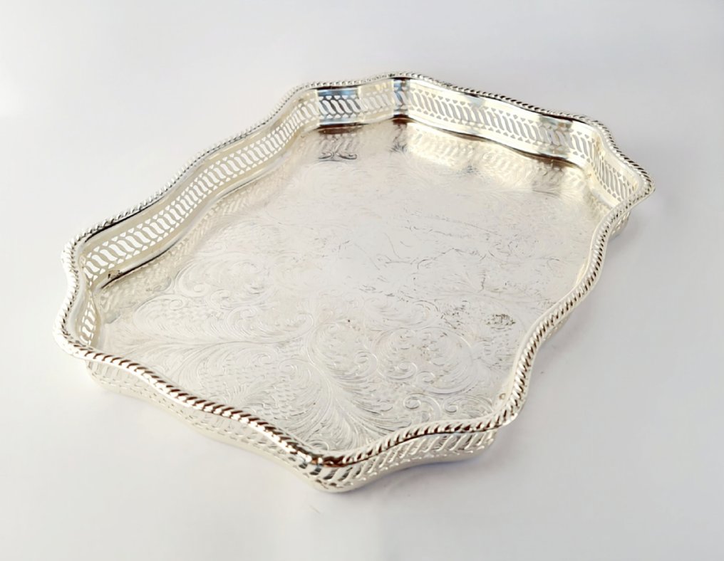 Serving tray - Large 41 Cm Victorian Silver-Plated Serving Tray  - Silverplated #1.0
