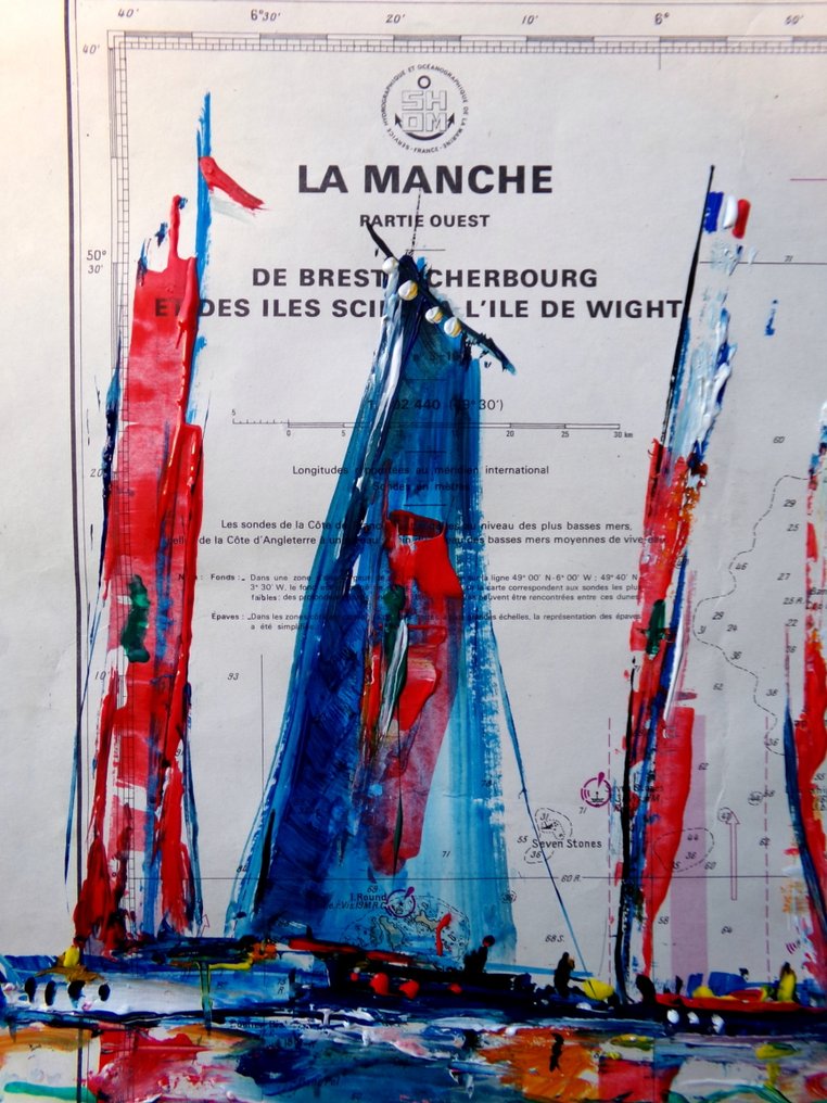 Denis Pascal dit "Roy" (1959) - Régate sur carte marine. #3.2