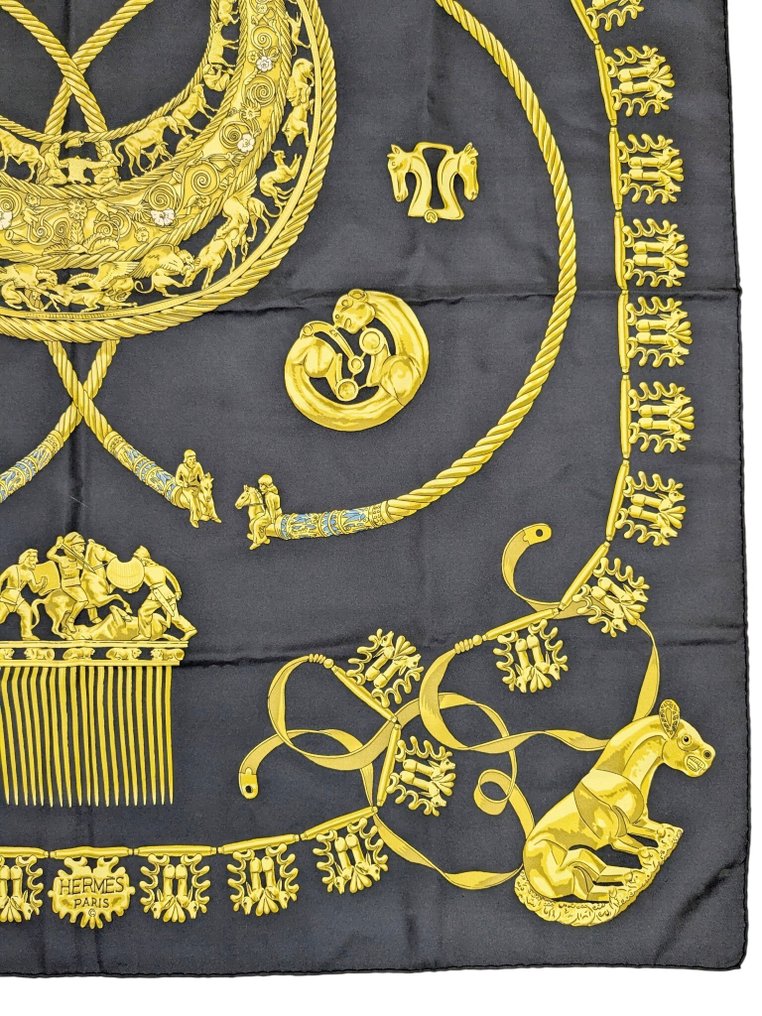 Hermès - "LES CAVALIERS D'OR" Carre 90 - Κασκόλ #4.3