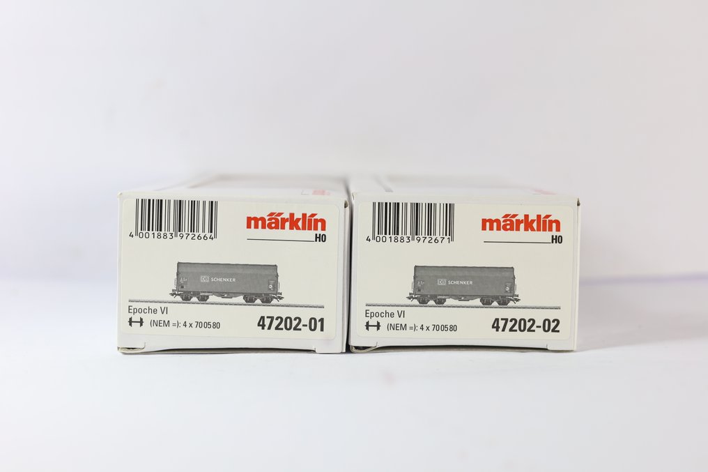 Märklin H0 - 47202 - Σετ τρένου μοντελισμού μεταφοράς εμπορευμάτων (1) - 2-θέσιο σετ συρόμενων φορτηγών τύπου Shimmns. - DB #3.2