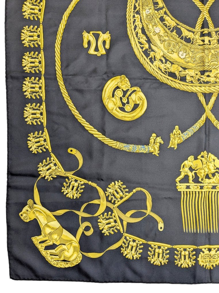Hermès - "LES CAVALIERS D'OR" Carre 90 - Κασκόλ #3.2