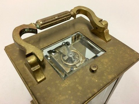 Reiseur -   Messing carriage klokke i original stand - med repetisjon urverk. - 1850-1900 #4.3