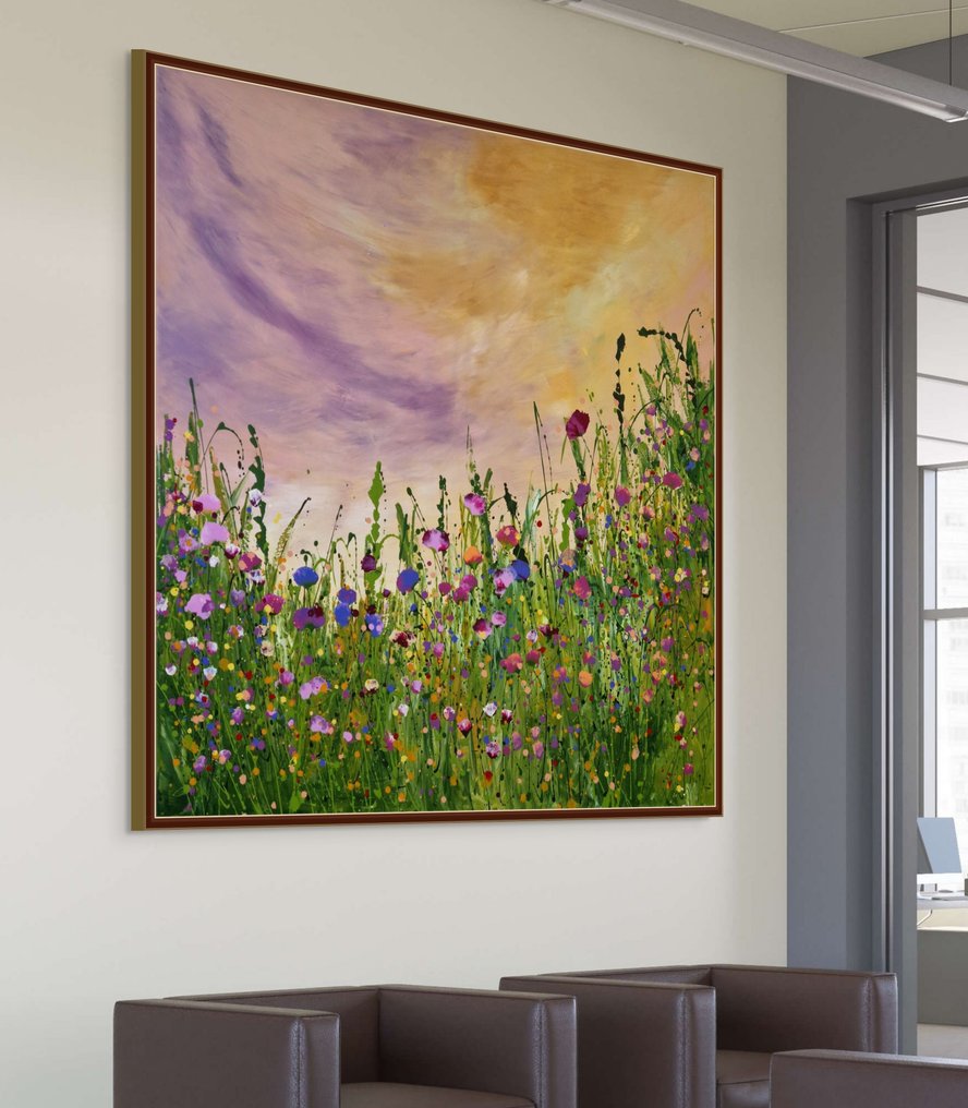 Irina Morisch - abstract  floral artwork- rosy kiss Nr.7   -  square  XXL- #2.1