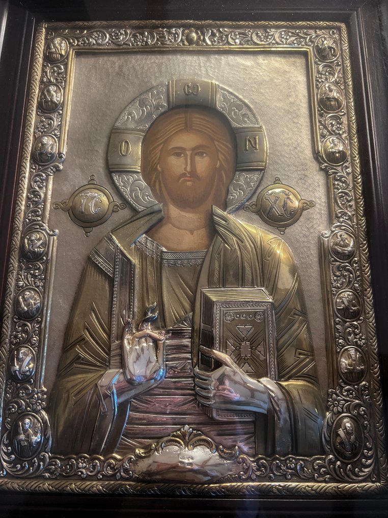 標誌 - 全能者基督 - 木, 銀, 玻璃 - 32 x 40 厘米 #1.0