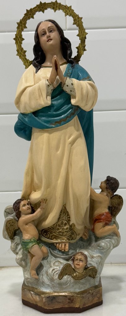 Olot - Γλυπτό, Purísima Concepción - 47 cm - πάστα ξύλου, Ορείχαλκος, Ξύλο, Κρύσταλλο #1.0