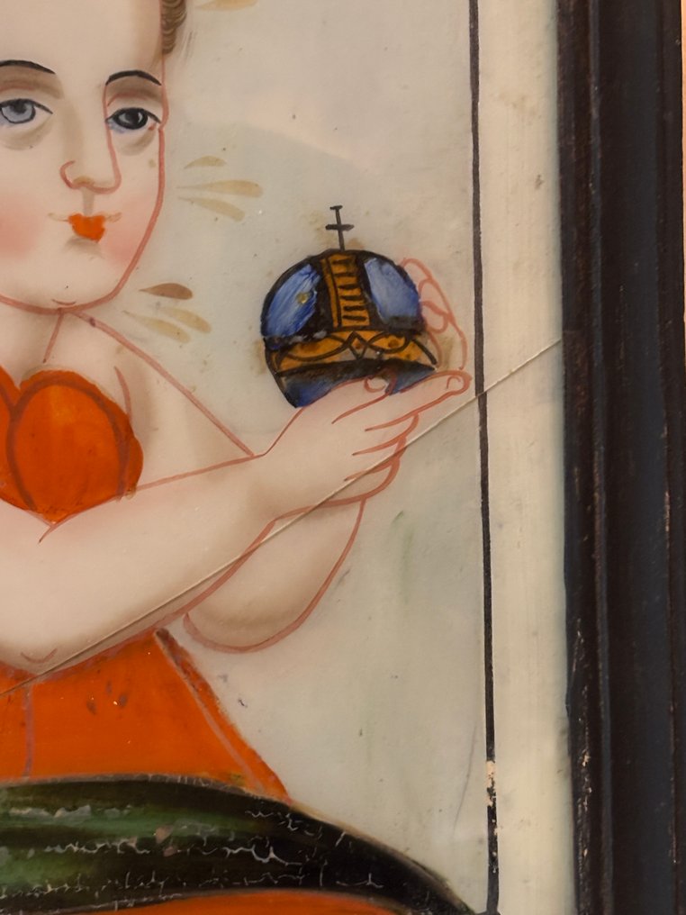 École autrichienne (XIX) - Gesù Bambino con Salvator Mundi. Herrgottswinkel #3.2