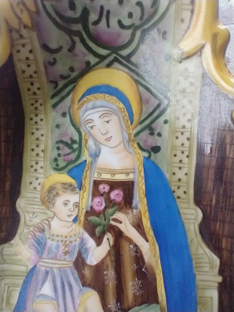 Antik-inspireret Vievandsfont - 2000-2010 - Madonna møder Kind - 35 cm #1.0