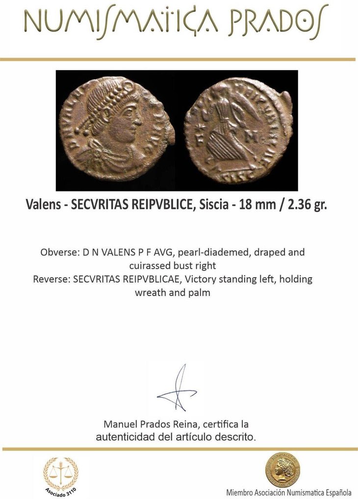 羅馬帝國. Valens (AD 364-378). SECVRITAS REIPVBLICE, Siscia  (沒有保留價) #1.0