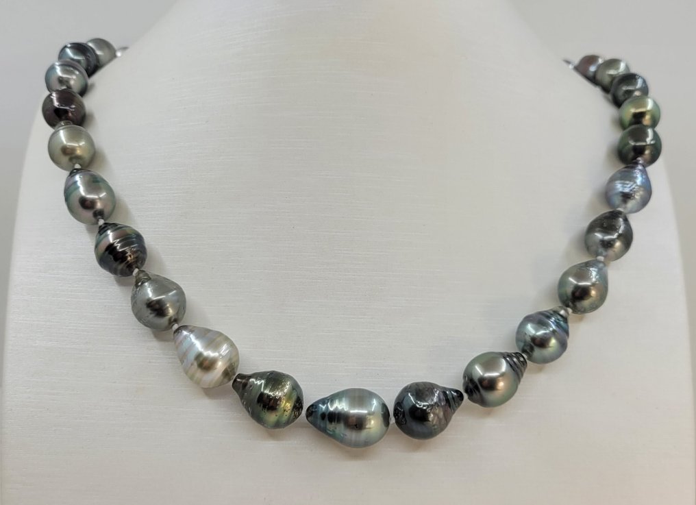 χωρίς τιμή ασφαλείας - Κολιέ Ασημί, Πολυάριθμες μαργαρίτες Tahiti 8x11,5mm. #3.2