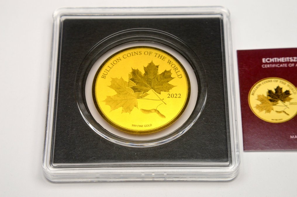 Chade. 5000 Francs 2022 Canadian Maple Leaf - Bullion Coins of the World - 1/200oz (.999)  (Sem preço de reserva) #2.1