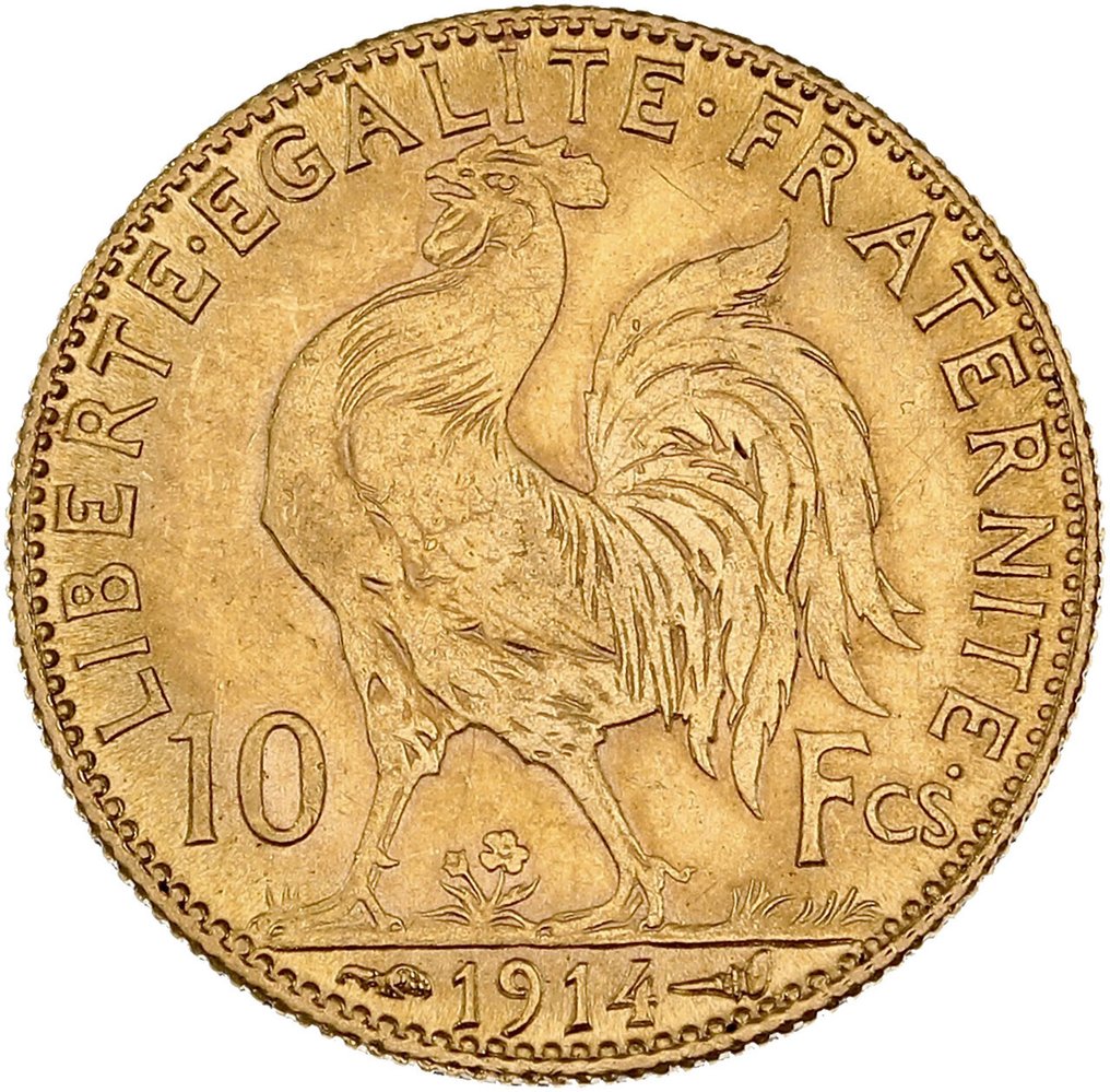 3,22 grams - Χρυσός .900 - 10 Francs 1914 Marianne Coq #1.0