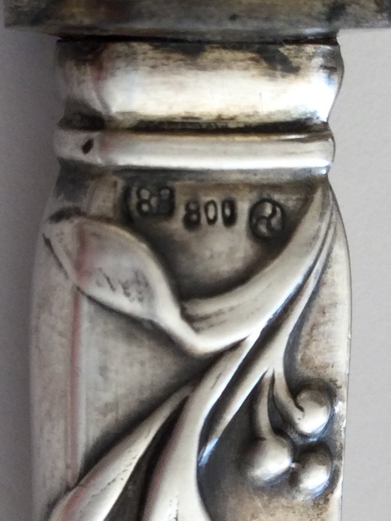 Antiek serveerbestek voor Mignardises - Zestaw do przystawek (6) - Wypełnione srebrem / srebrne uchwyty z kwiatowymi pęknięciami i zdobieniami rocaille, w stylu #2.1