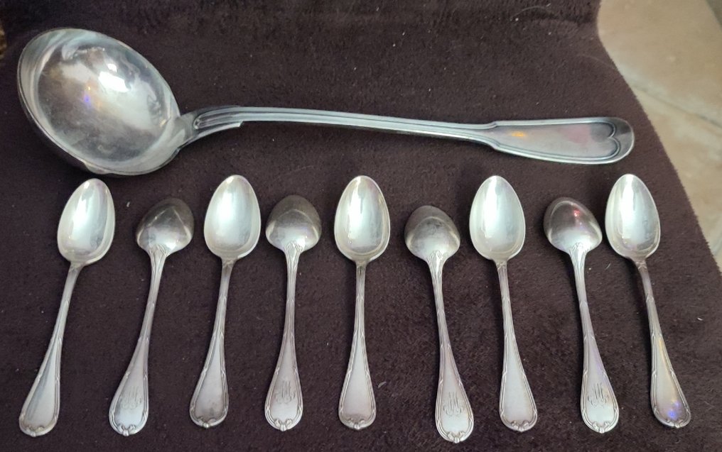 Christofle - Juego de cubiertos (10) - Cintas - Plateado #1.0