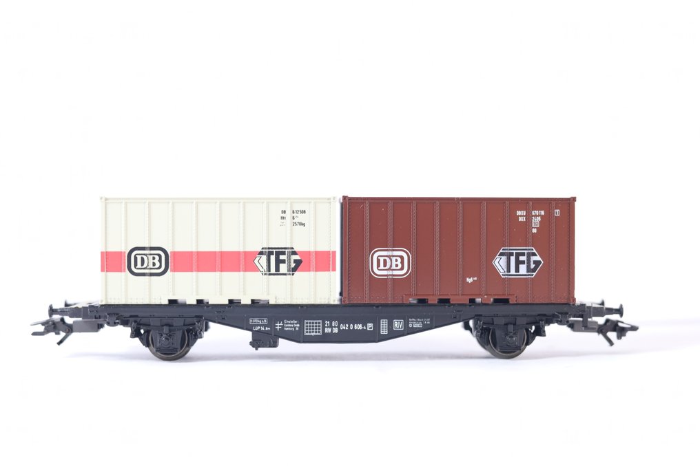 Märklin H0轨 - 4664/4760/4764/4670 - 模型火车货运车厢 (5) - 5 辆两轴集装箱车载货 - DB #3.2