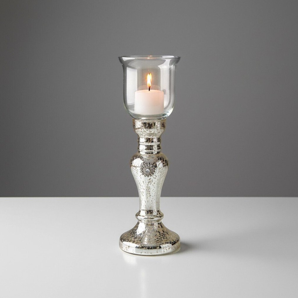 Chamberstick燭台 台灯，配有施华洛世奇水晶花，1970年代 - 銀, 玻璃, 蠟 #1.0