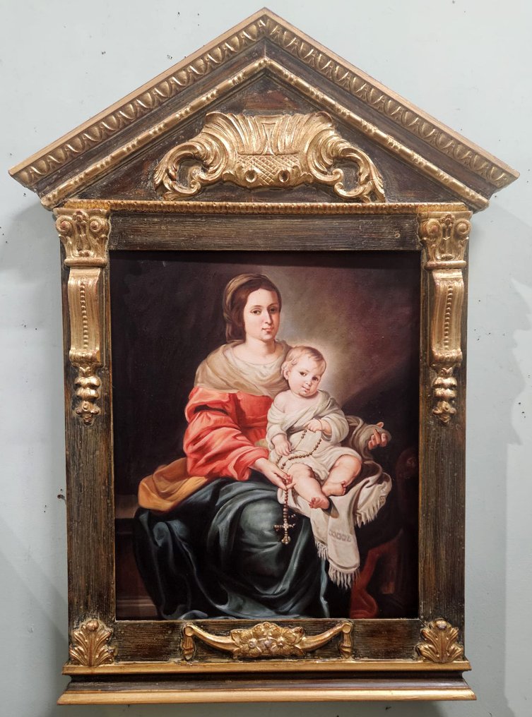 Teodoro Akerman (XX) - Madonna del Rosario - 50 x 60 cm #1.0