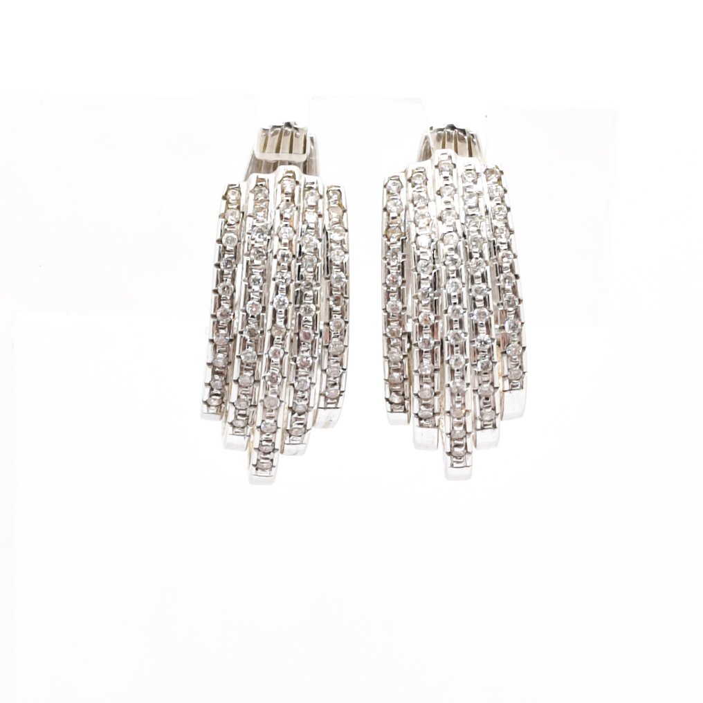 耳環 - 18 克拉 白金 #1.0