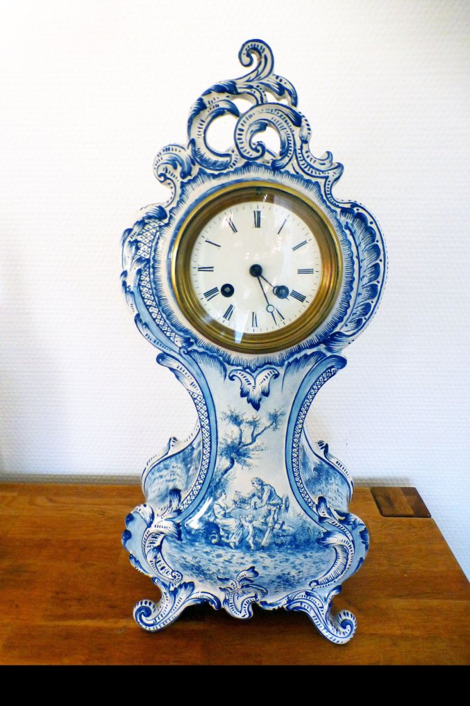 Περιποιημένο ρολόι τζακιού χειροποίητα ζωγραφισμένο - Japy Freres Paris περίπου το 1880 -   Κεραμικό - 1850-1900 #1.0