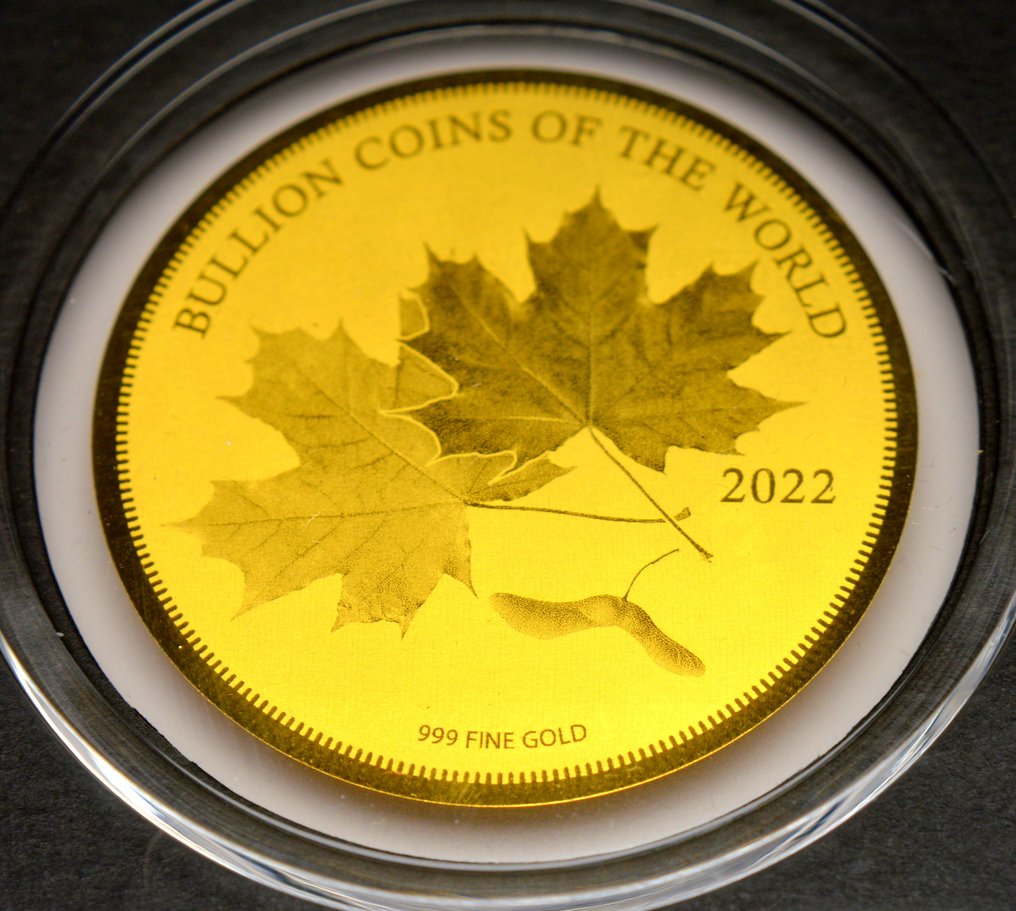 Chade. 5000 Francs 2022 Canadian Maple Leaf - Bullion Coins of the World - 1/200oz (.999)  (Sem preço de reserva) #1.0