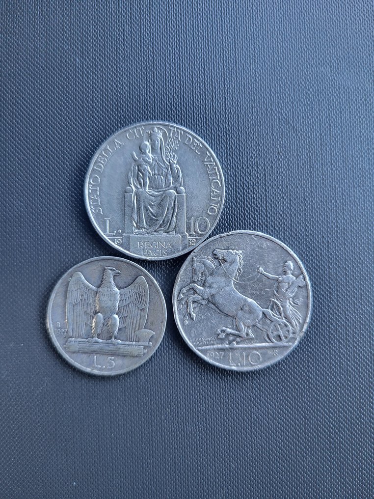 Italien, Vatikanstaten. Vittorio Emanuele III. 10 Lire / 5 Lire - 1927/1932  (Ingen mindstepris) #1.0