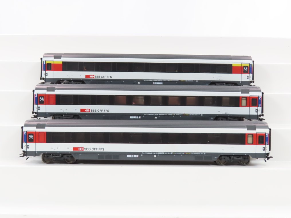 L.S. Models H0 - 47381/47388 - Model train passenger carriage (3) - 3x four-seat EC passenger carriages, first and second class - SBB-CFF #1.0