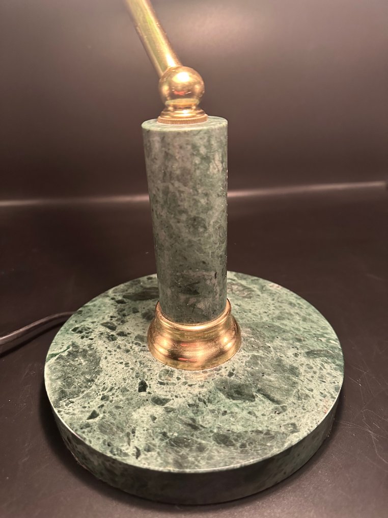 Banker-Tischlampe - Glas, Messing, Marmor - Lampe banquier-notaire #2.1