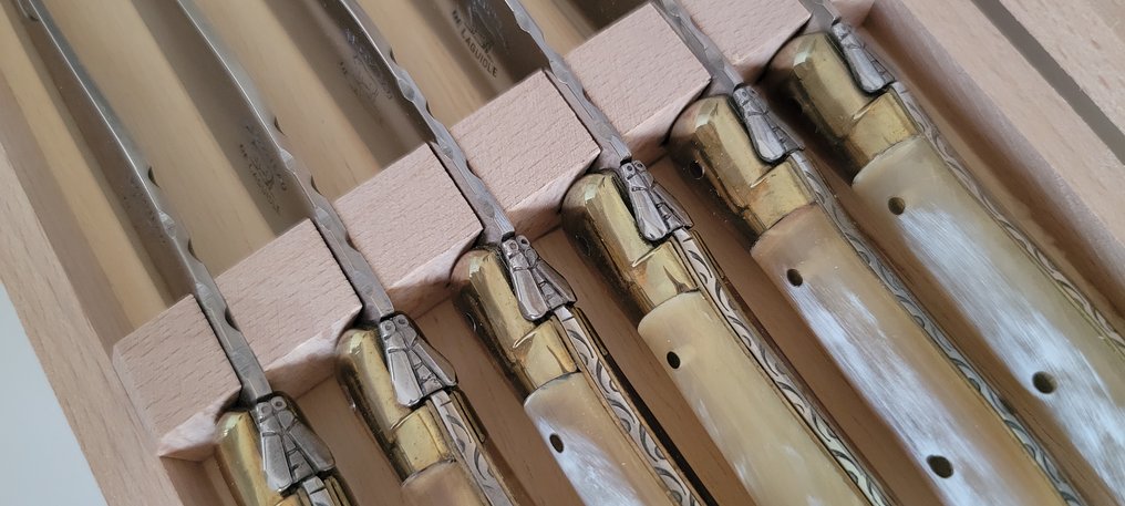 Laguiole - Bordskniv uppsättning - Stål, Horn - Steakknivar #3.2