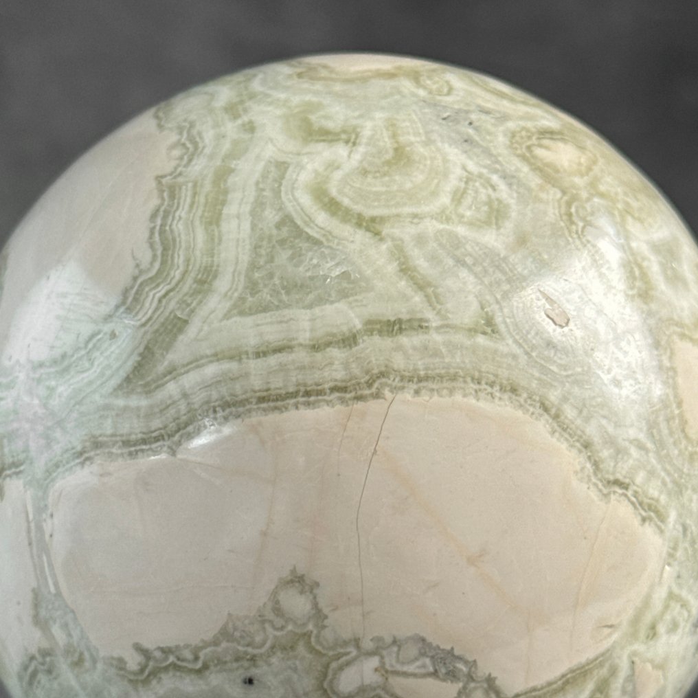 无底价 - 美丽的缟玛瑙与石英对 定制支架上的球体- 2600 g - (2) #4.3