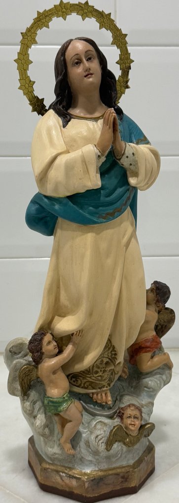 Olot - Γλυπτό, Purísima Concepción - 47 cm - πάστα ξύλου, Ορείχαλκος, Ξύλο, Κρύσταλλο #3.2