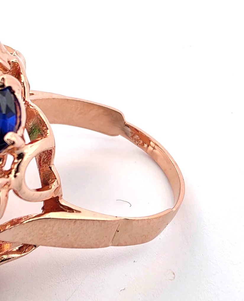 沒有保留價 - 戒指 - 9 節 玫瑰金, 銀 藍寶石 - 黃玉 #4.3